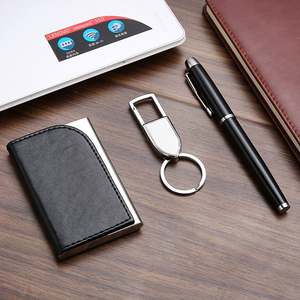 Business Card Case <b>Key</b> <b>Chain</b> Metal Ballpoint Pen With Notebook Combination Men's Business Gift Set - Product Image 2