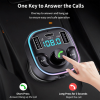 Nouvel émetteur FM Bluetooth 7 couleurs avec lecteur MP3, chargeur de voiture double USB, kit modulateur audio sans fil portable