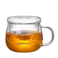 Juego de Tazas de Té de Vidrio de Borosilicato de Alta Resistencia al Calor, de Tres Piezas, con Infusor y Tapa, para Uso en Oficina