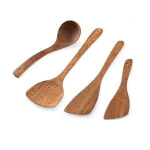 Cucharas de madera de acacia de grado alimenticio, espátulas de bambú natural, juego de utensilios de cocina - Product Image 2