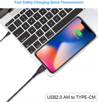Carcasa de PVC para teléfono móvil tejido de nailon, tipo c, 2725, enlace de datos, carga rápida, Cable Usb Android, Awm 2,0 28awg, Envío Gratis