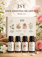 Coffret Cadeau de 4 Huiles Essentielles Marque Blanche 10mL Jasmin Bois de Santal Rose Camomille Aromathérapie OEM ODM Fabricant Personnalisé Vente en Gros