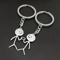 Porte-clés Graffiti Minions Couple Bâtonnets de Corps, Cœur Entrelacé, en Métal Assorti, Pendentif de Sac Romantique pour Amoureux, Accessoires Cadeaux