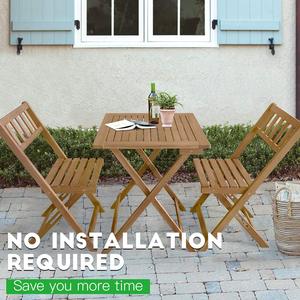 Ensemble bistrot pliant 3 pièces en bois d'acacia, ensemble <span class=keywords><strong>table</strong></span> et chaises <span class=keywords><strong>de</strong></span> bistrot d'extérieur avec 2 chaises et <span class=keywords><strong>table</strong></span> carrée pour la plage - Product Image 6