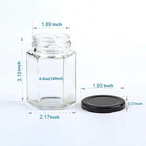 Lọ Thủy Tinh 4Oz Chất Lượng Cao Nắp Kim Loại Lọ Thủy Tinh Mứt Mật Ong Hình Lục Giác Trong Suốt - Product Image 2