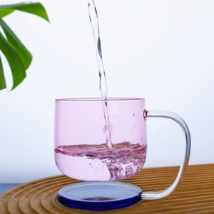 Neue zweifarbige 290ml hängende Glas becher mit Griff Home Drink ware Klarer hitze beständiger Glas becher für Kaffee milch teesaft - Product Image 5