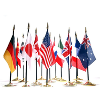 Drapeau de table portable sur mesure en gros, style fanion amovible, mât en aluminium, polyester tricoté, écologique
