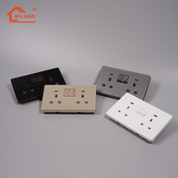 KLASS British Standard 1 Gang 2 Voies UK Light Wall Switch Panneau en verre trempé Interrupteur de luxe Prise de courant unipolaire/double pôle