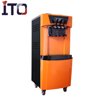 Machine de fabrication de crème glacée en acier inoxydable 2 + 1, Machine de fabrication de crème glacée molle sur pied de Restaurant Commercial fait maison à vendre
