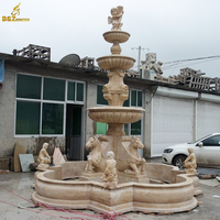 D & Z Grande fontaine de piscine en pierre de marbre blanc naturel pour jardin extérieur avec statue de cheval