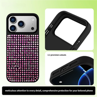 Coque noire en strass pour iPhone 12 à 17, coque PC scintillante ornée de bijoux avec touches indépendantes, boîtier de luxe