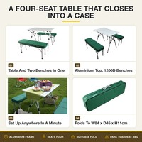 Banc de pique-nique de jardin en aluminium, moderne, pliable, léger, ensemble table et chaises de camping, mobilier d'extérieur portable pour cour