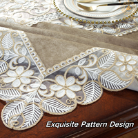 Nappe rectangulaire en velours Dailu, broderie florale en dentelle luxueuse, personnalisable, idéale pour les mariages et événements marrons – Grande Vente