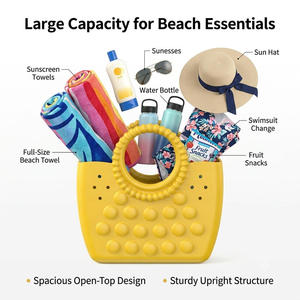 Sac de plage en EVA durable, imperméable et résistant au sable, avec poignées texturées en forme de bulles, grand sac fourre-tout pour la piscine et les voyages d'été - Product Image 3