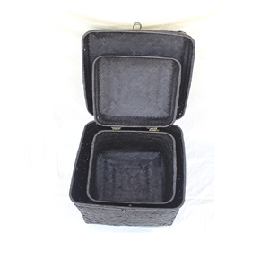 Panier en bambou naturel Boîte de rangement faite à la main avec couvercle Organisateur décoratif pour la maison Prêt à exporter du Vietnam - Product Image 3