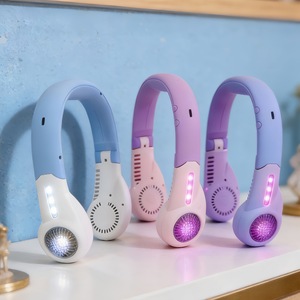 Ventilador de cuello Lingpan con luz LED, mini ventilador portátil para deportes al aire libre, recargable por USB - Product Image 4