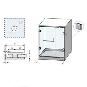 Pince à verre biseautée en laiton pour salle de douche, montage mural de style verre - Product Image 3