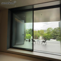 Porte en aluminium à charnière en verre dépoli à double panneau Serrure de confidentialité anti-vapeur Porte en aluminium pour salle de bain