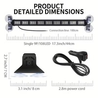 Barre lumineuse d'urgence LED Everbright améliorée, 4 couleurs commutables, 27 modes clignotants, 162 LED, fixation 2-en-1 pour pare-soleil et pare-brise