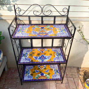 Mosaic <b>Flower</b> Stand 3 Tier Tile Shelf Outdoor Garden Storage Rack <b>For</b> Courtyard Balcony Entrance - Product Image 1
