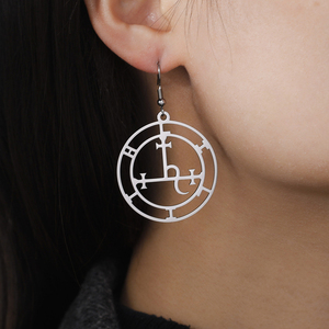 Myshape Sigil of Lilith Pendientes Sello pagano Mitología Wiccan Amuleto Brujería Regalo mágico Joyería de acero inoxidable - Product Image 5