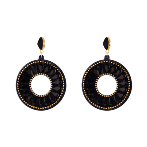 <b>Crystal</b> <b>Earrings</b> 316L Stainless Steel PVD Gold Plating Sustainable Resistant Round Dangle <b>Studs</b> - Product Image 2