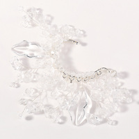 Boucles d'oreilles manchette en alliage transparent avec motif floral, pour oreilles non percées, style bohème féerique fait main, bijoux pour femmes