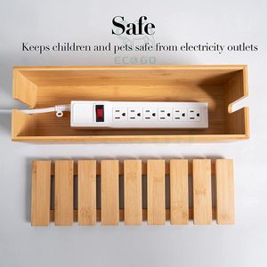 Caja de gestión de cables y organizador electrónico de cables Ocultar cables y tiras de alimentación Caja de Bambú - Product Image 2