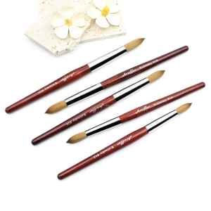 Pinceau acrylique 3D multifonctionnel Arsiffer, manche en bois rouge, forme ronde, poils 100% pur Kolinsky, personnalisé # 2- # 24 ongles en acrylique - Product Image 6