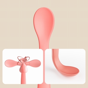 Cuchara de Silicona Rosa Suave para Alimentación de Bebés, Utensilios Flexibles para Niños Pequeños, Libre de BPA, Fácil Agarre, Antideslizante, Flujo Variable para Destete - Product Image 4