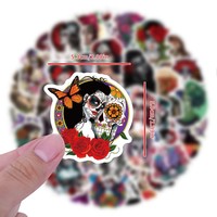 60 piezas Cool Mexican Dia De Los Muertos Halloween Zombie flor cara muerta Día DE LA MUERTE pegatina