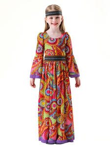 Costume de cosplay rétro années 60-70 pour femmes, thème hippie disco fleuri, paix et amour, pour fête de Purim, Halloween, <span class=keywords><strong>déguisement</strong></span> pour enfants - Product Image 3