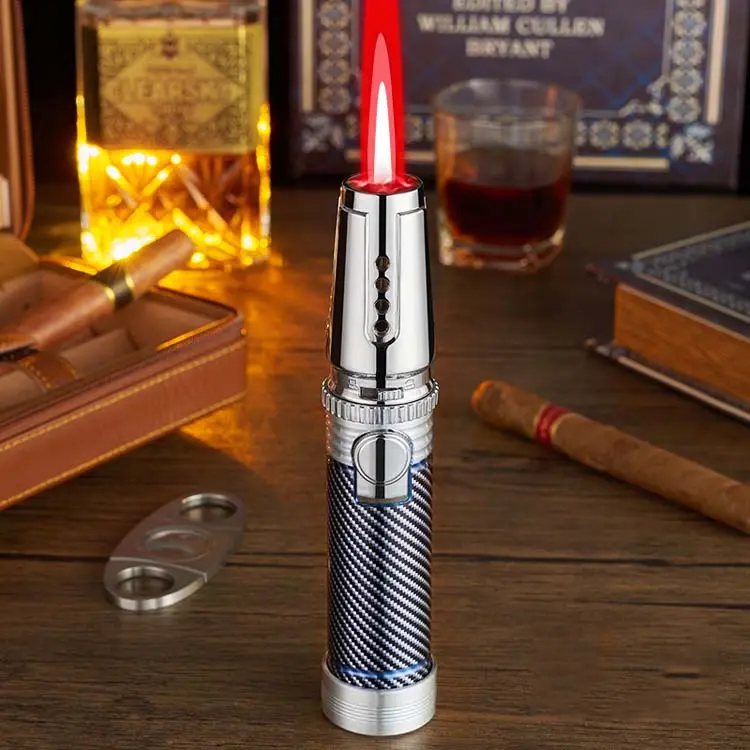 2024 Camping en plein air torche briquet haute température polyvalent allume-cigare rouge bleu flamme inversé briquet de haute qualité