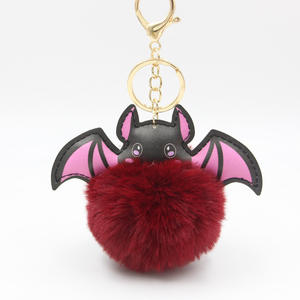 هالوني الكرتون بو الخفافيش القطيفة بوم بوم الكرة رقيق سلسلة المفاتيح لطيف جميل حقيبة حلقة رئيسية قلادة الهدايا للأطفال - Product Image 6