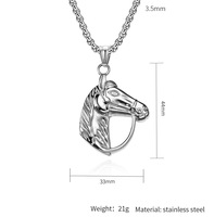 Collier en acier inoxydable plaqué or 18 carats avec pendentif tête de cheval animal tendance et personnalisé, bijoux de haute qualité imperméables
