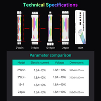 Câble d'extension ARGB pour alimentation PC, 24 broches ATX, carte mère VGA GPU, câble RGB gainé argenté, synchronisation 5V 3 broches pour PC de jeu PCIE 5.1