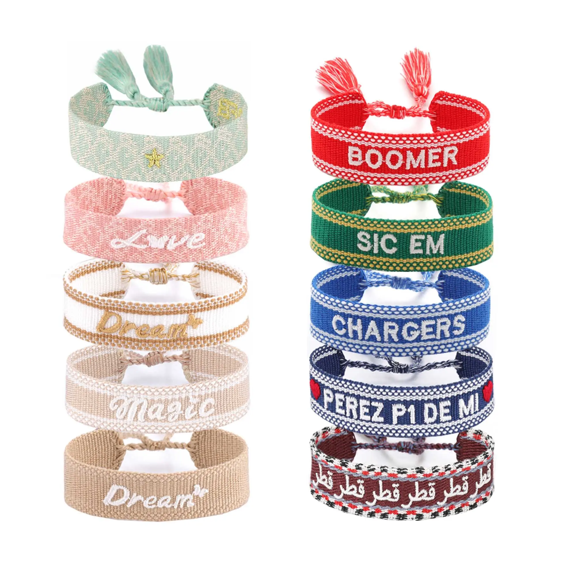 Custom Text/Logo Embroidery Bracelet Handmade Friendship Bracelet Personalized Design Wristband for Wedding Gift Jewelry