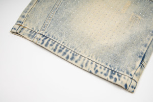 Pantalones Cortos de Mezclilla Lavada con Diamantes de Alta Calidad, Estilo Hip Hop, Marca de Moda, para Hombre - Product Image 5