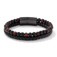 Bracelet en acier inoxydable Inspire Jewelry, 21 cm, perles et cuir