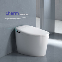 WC intelligent de luxe avec bidet intégré, à fixation au sol, chasse d'eau automatique, siège chauffant, lavage à l'eau chaude, séchage à l'air, désodorisation et télécommande