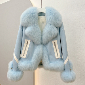 OFTBUY hiver épaissi populaire naturel fourrure de renard costume col épais chaud nouvelle mode daim duvet d'oie doublure manteau exquis - Product Image 3