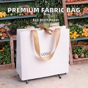 Sac cadeau en papier blanc de luxe, impression de logo personnalisé, ruban en satin, nœud, emballage pour bijoux et vêtements - Product Image 2