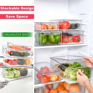 4Pack chiaro impilabile cibo <span class=keywords><strong>frigo</strong></span> <span class=keywords><strong>Set</strong></span> <span class=keywords><strong>Organizer</strong></span> con maniglia - Product Image 3