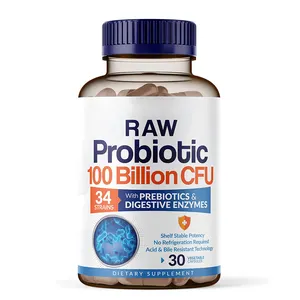 Custom Organic Probiotics 100 Billion CFU Prebiotics Digestive Enzymes Probiotics Improve Gastrointestinal Capsules