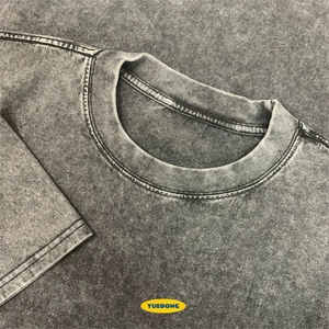 Vintage lavage à l'acide hommes t-shirts vierges en gros Boxy Dtg sérigraphie goutte épaule Streetwear surdimensionné poids lourd t-shirt - Product Image 4