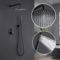 Ensemble de mélangeurs de douche en laiton dissimulés à une poignée Système de douche caché avec jet de massage, pause, motifs de pulvérisation Douchette à main incluse