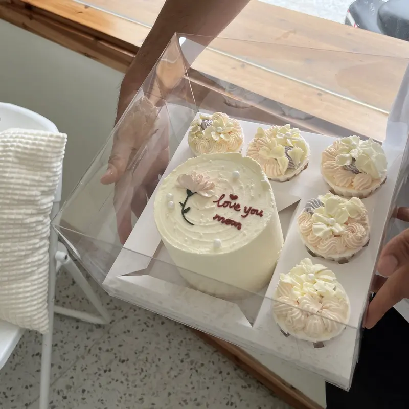 New Style Custom Cookie Gebäck 10 ''Square 5 Cupcake 5'' Cake Box Klare Cupcakes Verpackungs box Party Cake Box