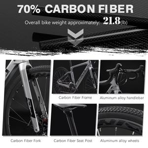 Bicicleta de grava de fibra de carbono <span class=keywords><strong>SAVA</strong></span>, bicicleta de <span class=keywords><strong>carretera</strong></span> de grava de 18 velocidades, cuadro de carbono, bicicleta de carreras para adultos - Product Image 5