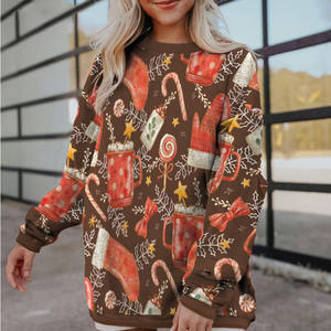 Nieuwe herfst- en winterkerstprint-sweatshirt voor dames, losse trui met lange mouwen, modieuze damessweater - Product Image 3