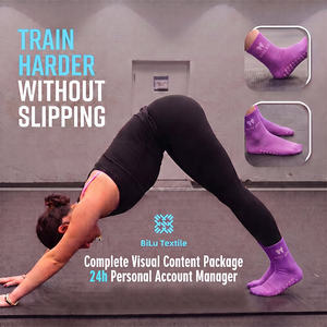 Chaussettes de Pilates BiLu à étiquette privée pour femmes, chaussettes de yoga antidérapantes, chaussettes de barre respirantes en coton, chaussettes de fitness antidérapantes personnalisées - Product Image 3